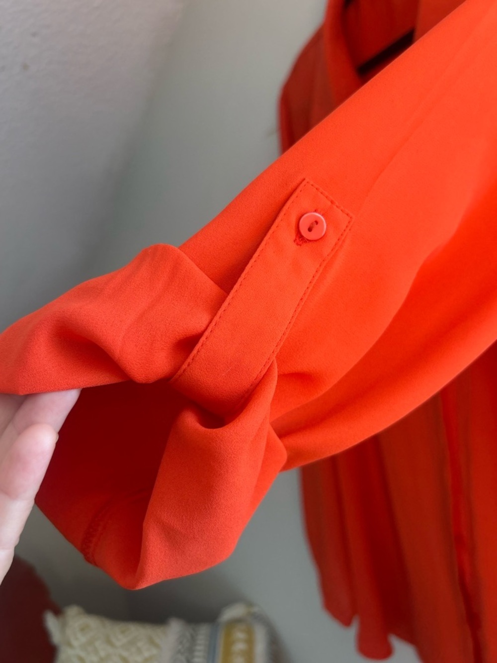 Adrianna Papell Roll Tab Tunic - Vibrant Coral Red;  Size XL - Picture 5 of 6